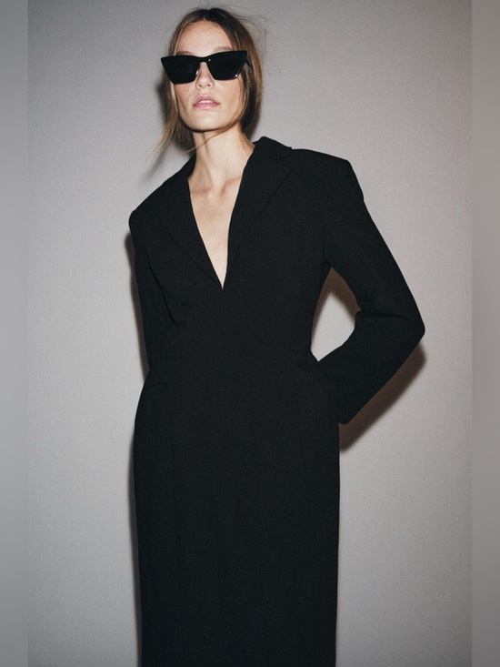 Zara Jackets & Blazers - Zara Black Tailored Hourglass Midi Coat Dress – Back Zip – Size XS